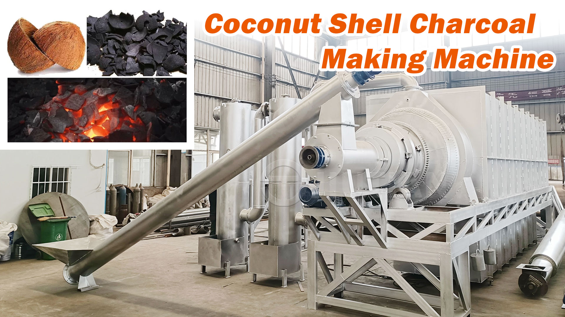 The way of pyrolysis conversion of coconut shell carbonizer